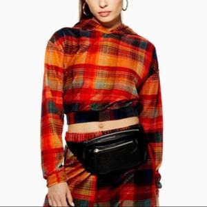 TOPSHOP velvet hoodie crop top (US4)